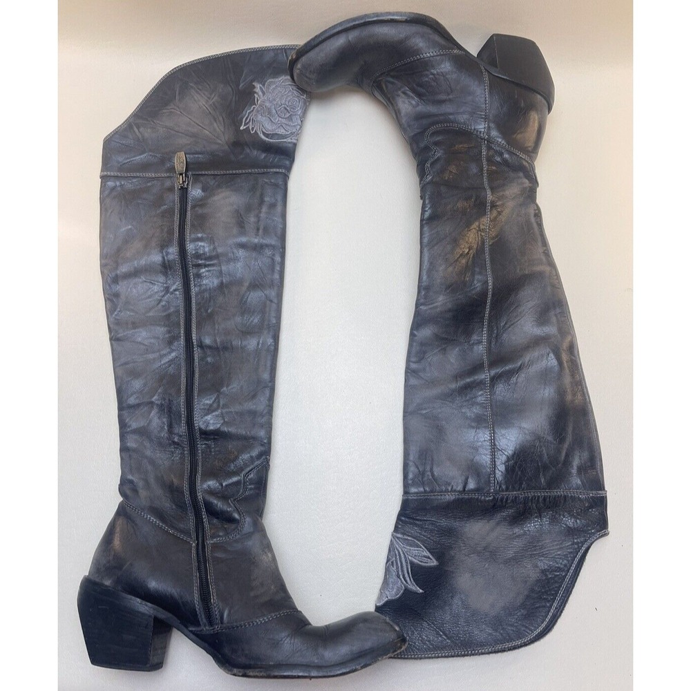 Mark Nason Women's Siren Size 7 Black  Leather Thigh High Boots Italy - Picture 5 of 15